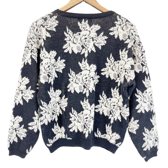 VTG 80s 90s Chunky Sweater Womens Medium Textured Whimsigoth Dark Cottagecore - Picture 3 of 9